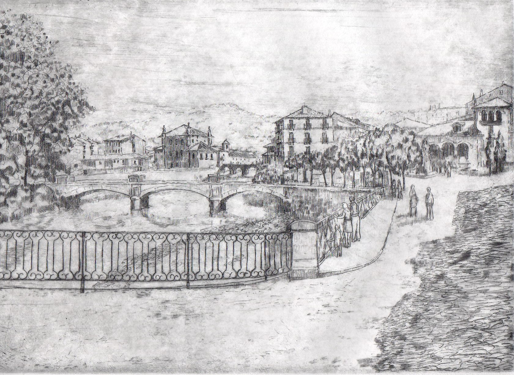dibujo de Tolosa,grabado,paisaje